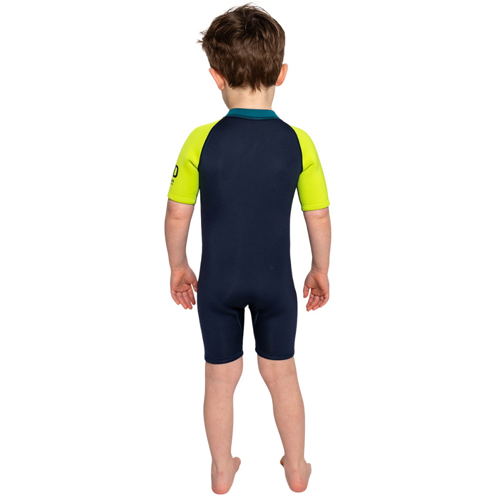 2026 C-Skins Nuwave C-Kid Front Zip Shorty Wetsuit C-NBA32SH - Bluestone / Lime